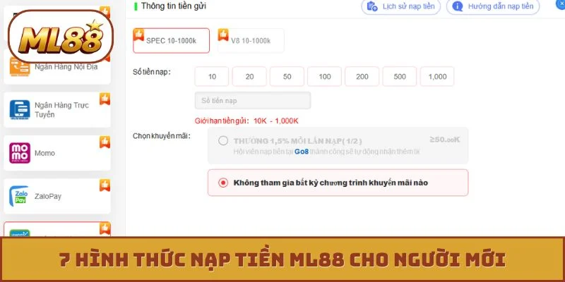 Nạp Tiền ML88 7 hình thực nạp tiền ML88 hiệu quả cho người mới